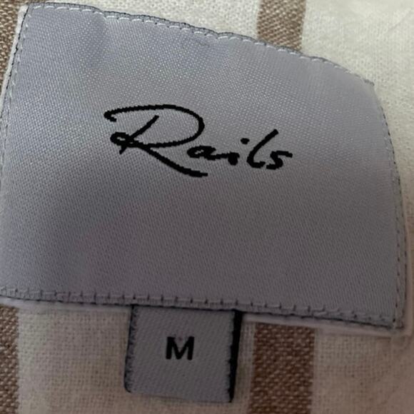 Rails Flynn Cream White Striped Linen Button Oversized Blazer Coat Jacket Top M - Picture 3 of 4